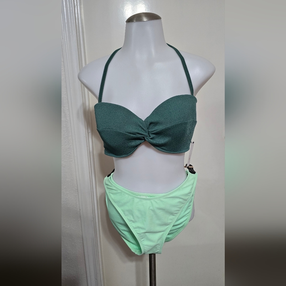 #6719 Green Halter Bikini Set